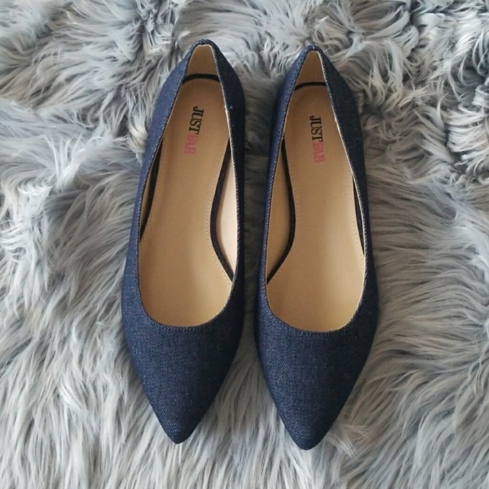 JustFab Denim Pointy-Toe Flats